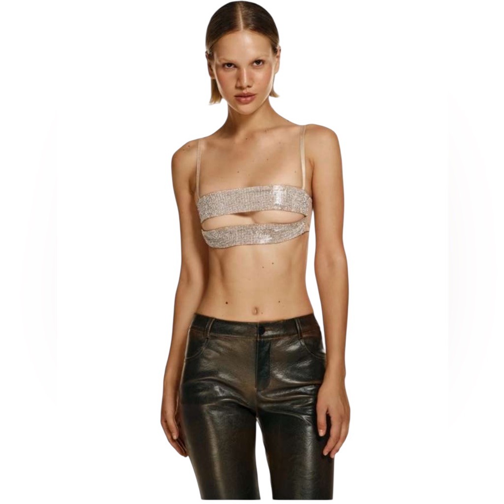 Cultnaked Highlight Borderline Top In Beige Size Small